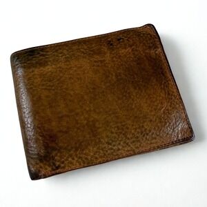 Polo Ralph Lauren Bifold Wallet Mens OS Brown Leather Distressed Pony Logo